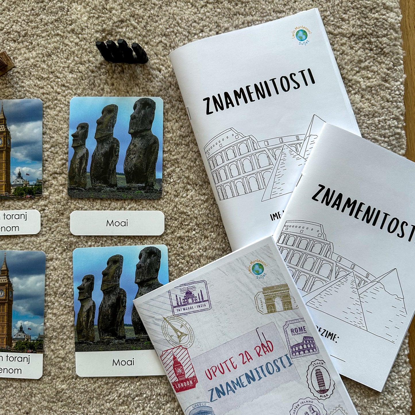 Minijature i Montessori kartice u drvenoj kutiji - Znamenitosti