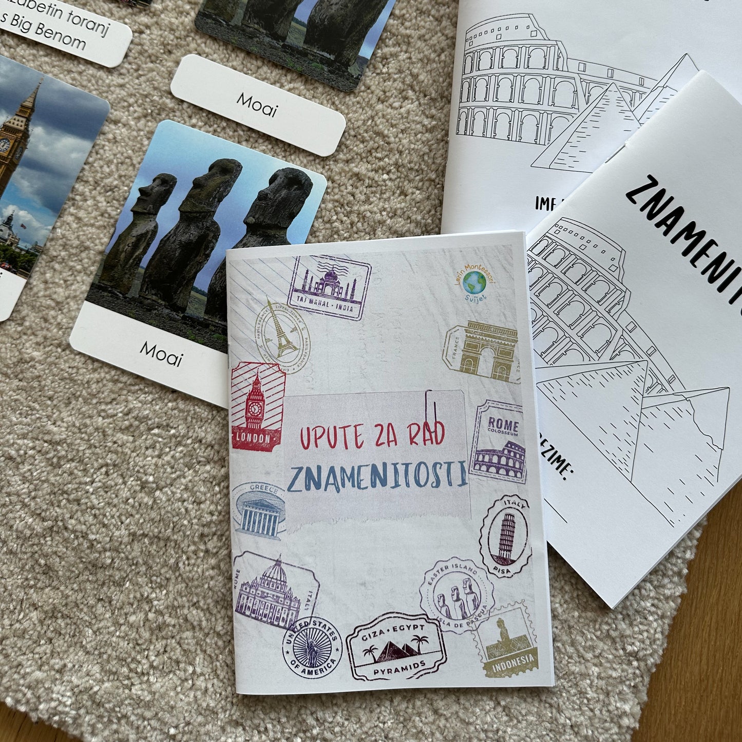 Montessori kartice u drvenoj kutiji - Znamenitosti