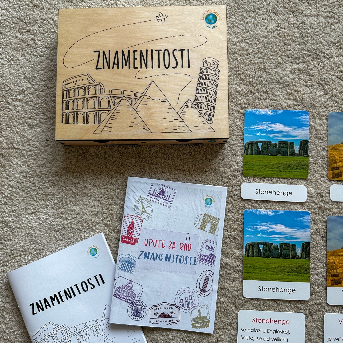 Minijature i Montessori kartice u drvenoj kutiji - Znamenitosti