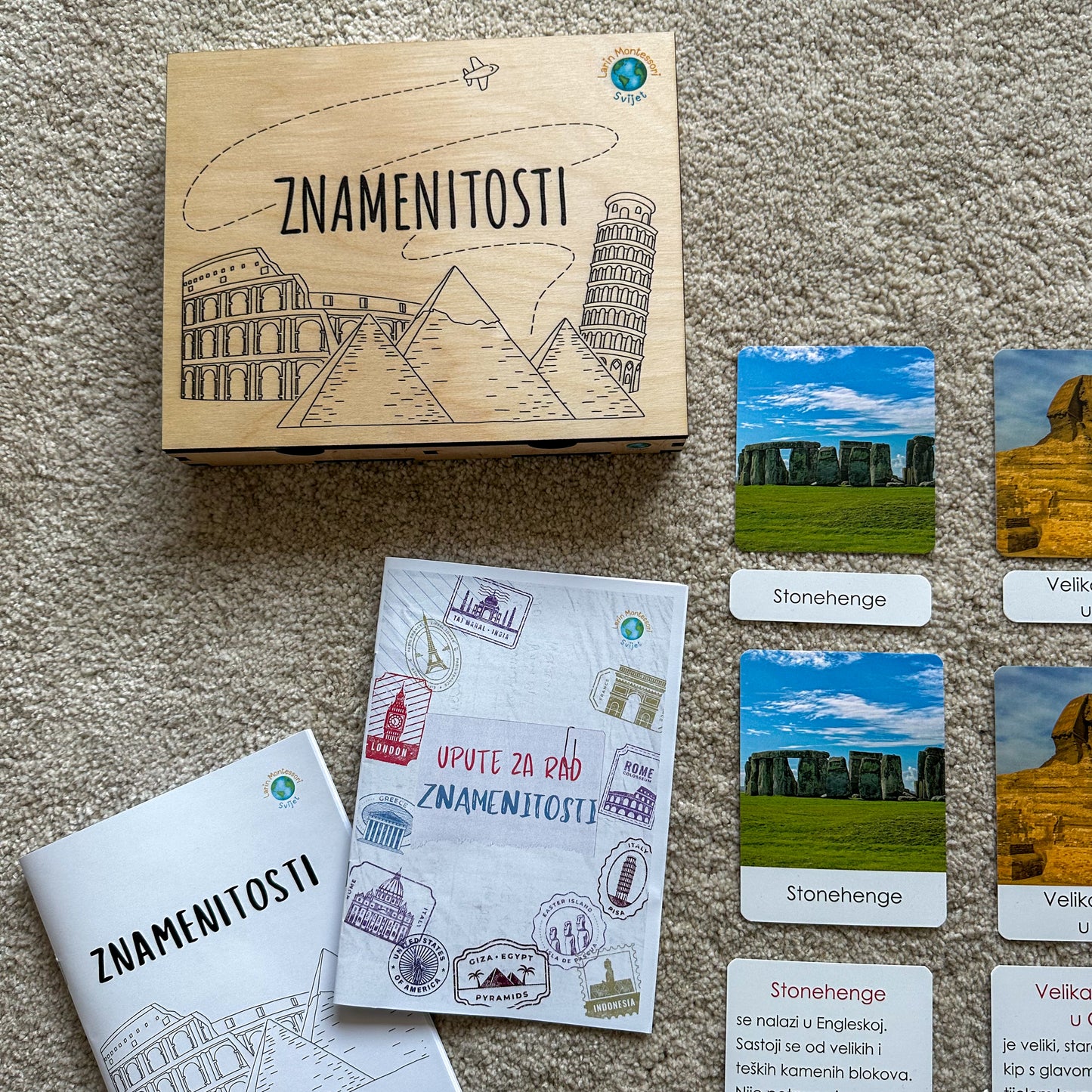 Montessori kartice u drvenoj kutiji - Znamenitosti