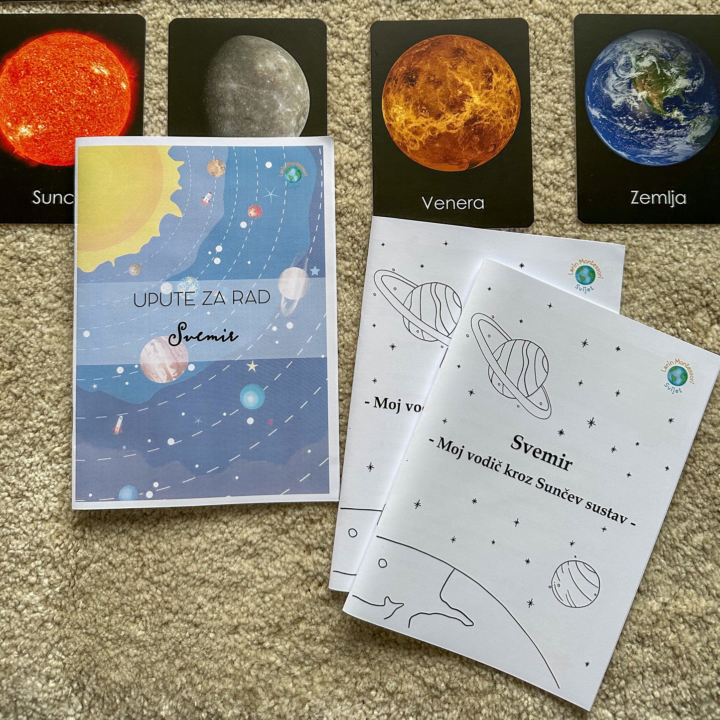 Montessori kartice u drvenoj kutiji - Svemir