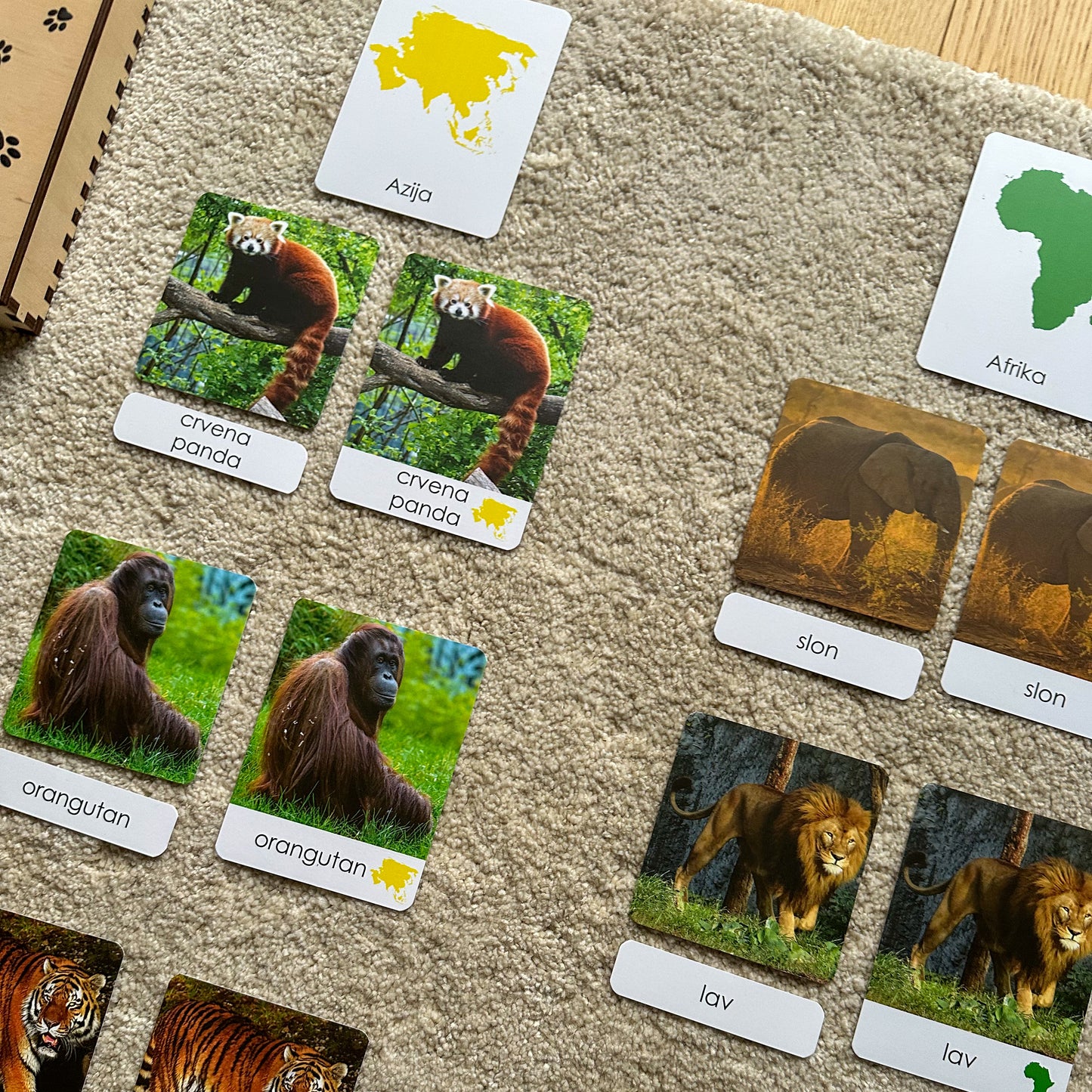 Montessori kartice u drvenoj kutiji - Životinje svijeta