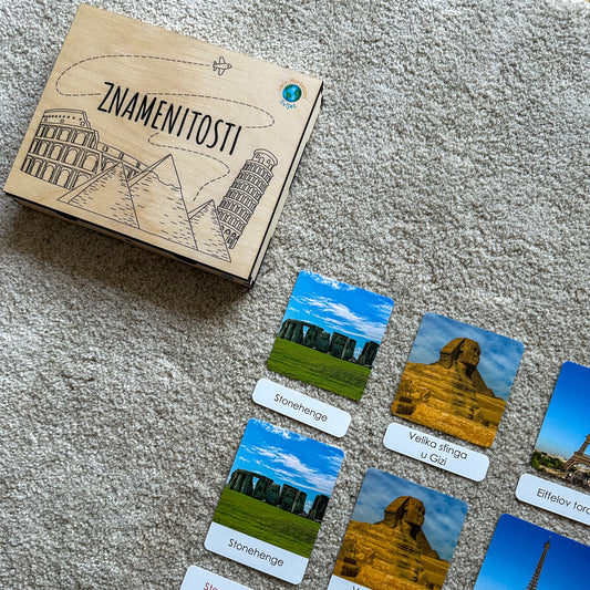 Montessori kartice u drvenoj kutiji - Znamenitosti