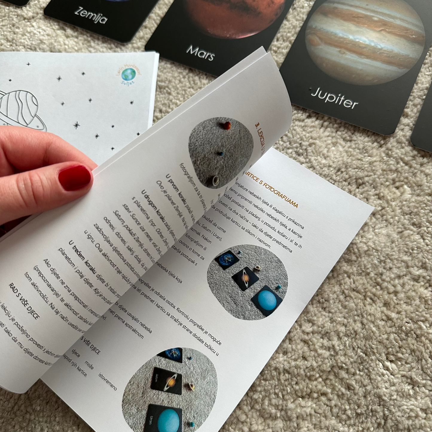 Montessori kartice u drvenoj kutiji - Svemir