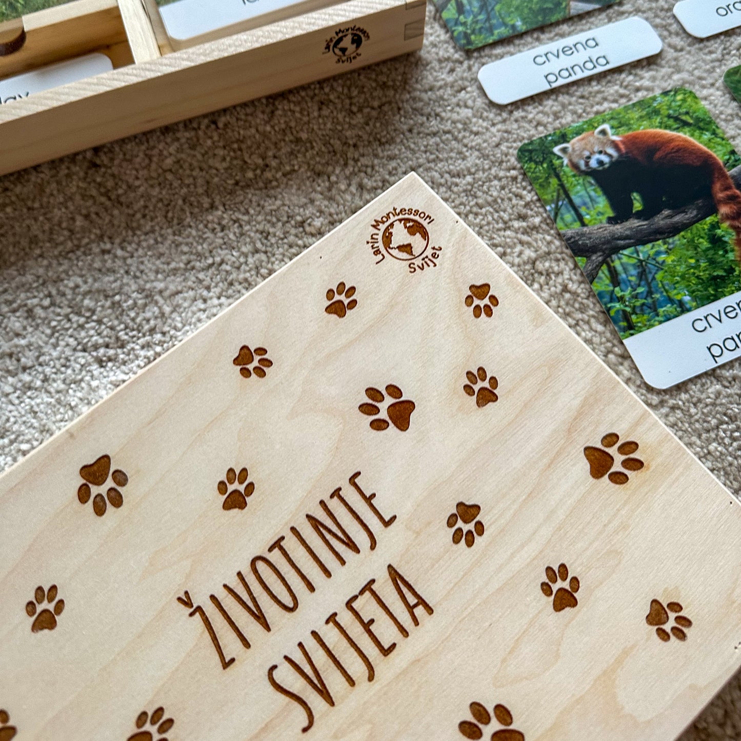 Montessori kartice u drvenoj kutiji - Životinje svijeta
